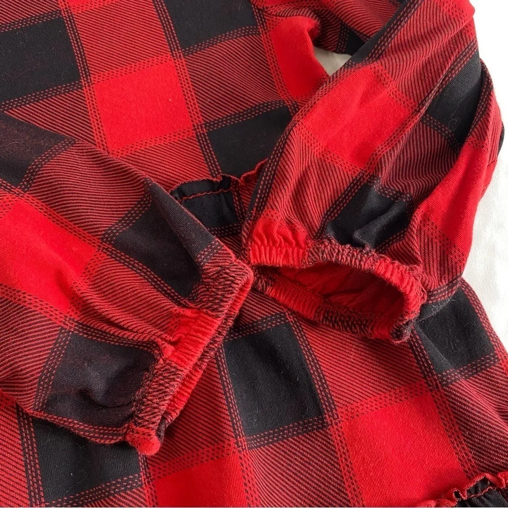 Old Navy Red Buffalo Check Plaid Tiered Ruffled Dress